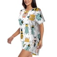 thumbnail image 2 of Rateoe Colorful Insects Pattern Women's Short-Sleeved Pajama Set - 2 Piece Soft and Lightweight Sleepwear Set-X-Large, 2 of 7