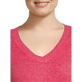 thumbnail image 5 of Heart N' Crush Women's Plus Size V Neck Dropped Shoulder Sweater with Metallic Trim, 5 of 5