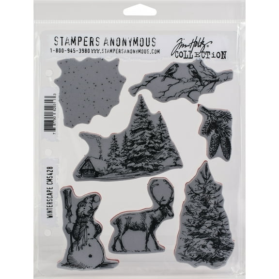 Tim Holtz Cling Stamps 7"X8.5"-Winterscape