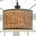 Instant Pendant Recessed Light Conversion Kit Brushed Bronze Linen Drum