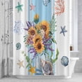 thumbnail image 2 of Summer Sunflower Bathroom Shower Curtain, Watercolor Ocean Starfish Coral Waterproof Washable Soft Bath Curtain for Bathtub Decor with 12 Hooks&Grommet, 72x72 Inch, 2 of 9