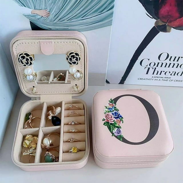 Sokhug Velvet Jewelry Box with Mirror, Compact Organizer with Multiple Compartments for Rings Earrings Necklaces Travel Storage