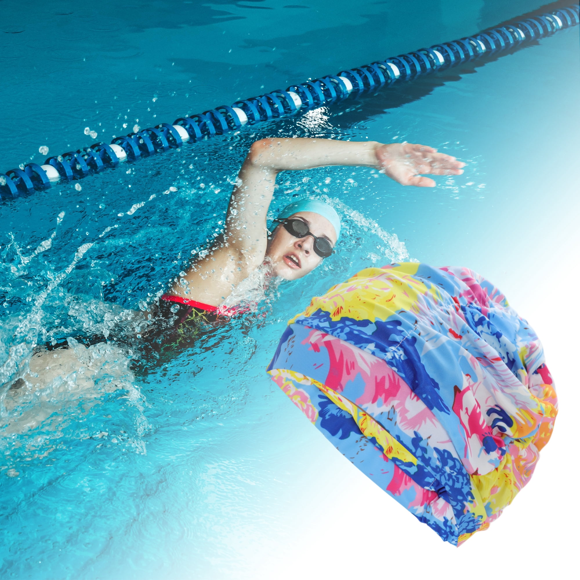 Unique Bargains 1Pc Breathable Pleated Style Swimming Cap Assorted Color