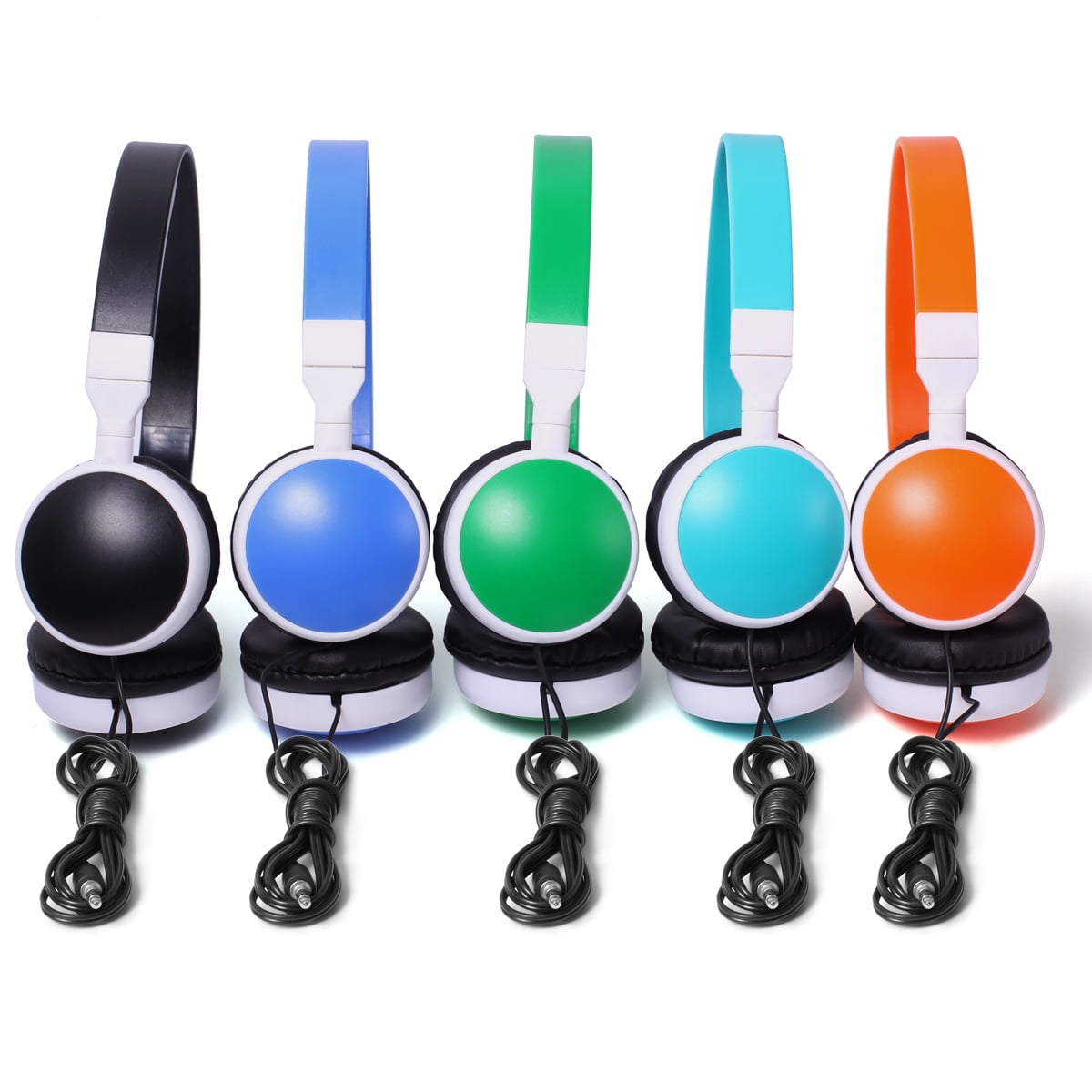 Keewonda Bulk 10 Pack Headphones Multi Color On Ear Wired for School