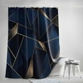 thumbnail image 5 of Waterproof Shower Curtain - Geometric Pattern Abstract Art Bathroom Curtains with Hooks,Gold Line Dark Blue Bathtub Curtain for Shower Stall,48x72 Inch, 5 of 6