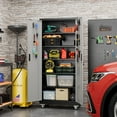 thumbnail image 2 of General 71" H Metal Garage Storage Cabinet with Wheels，Steel Storage Cabinet with Door,5 Adjustable Shelves and Pegboard for Garage Home,Required Assembly,Black &Dark Grey, 2 of 17