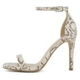 thumbnail image 2 of Delicious Shoes Women Ankle Strap Stiletto High Heel Open Toe Formal/Casual Dress Sandal JAIDEN-S Beige Bone Snake Print 5.5, 2 of 5