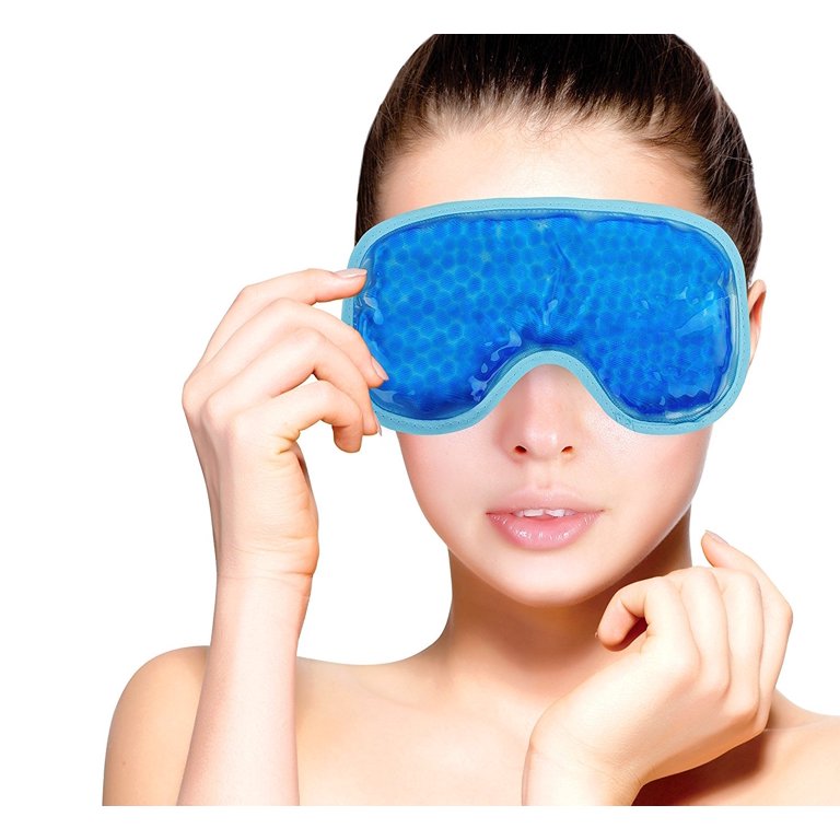 (Blue) - Face Eye Mask Ice Pack with Foam Earplugs,Reduce Puffiness, Bags  Under Eyes, Puffy Dark Circles,Hot/Cold Pack with Soft Plush Backing for