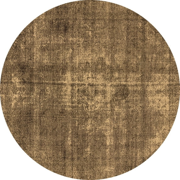 Ahgly Company Indoor Round Oriental Brown Industrial Area Rugs, 8' Round