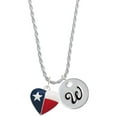 thumbnail image 1 of Delight Jewelry Silvertone Texas Lone Star Heart Silvertone Script Initial Disc - W - Charm Necklace, 20"+3", 1 of 4