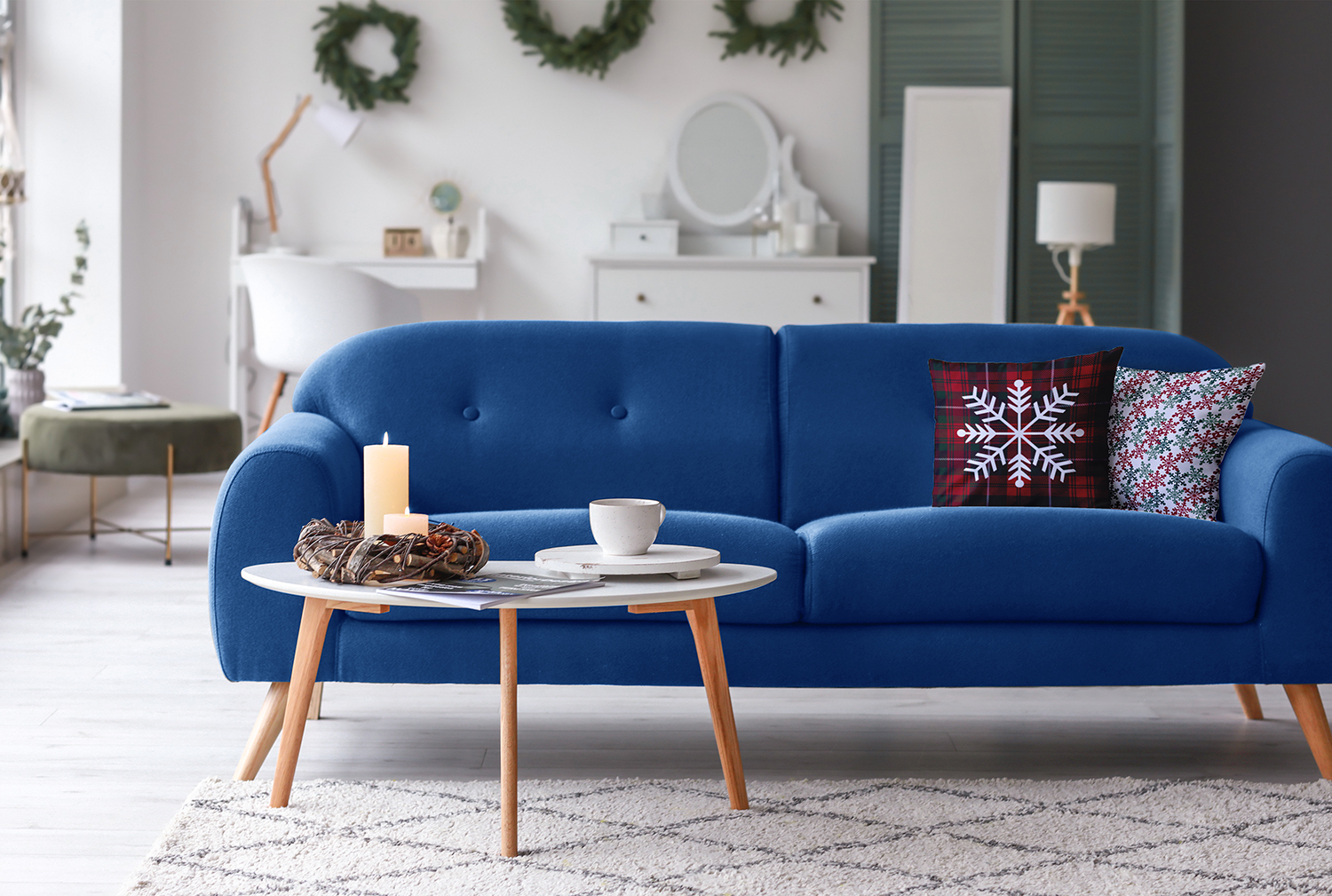 26" x 26" Simply Daisy Tartan Snowflake Polyester Accent Pillow, Christmas Burgandy Qty 1