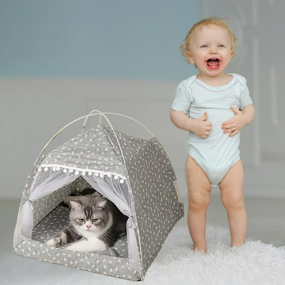 RnemiTe-amo Removable Cushion Soft Small Pet Bed, Gray