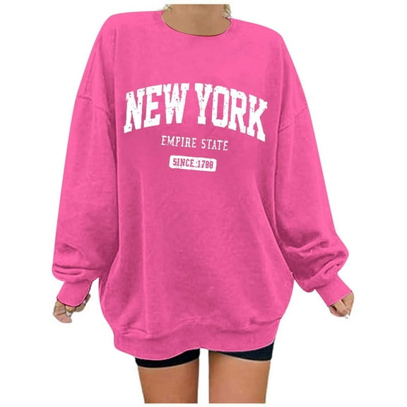 XINXIAOO Sweatshirt for Women Long Sleeve Sweatshirt Womens Pullover Sweatshirt Hot Pink Sweatshirt Women Fall Essentials Women Clothing Preppy Teen Clothes