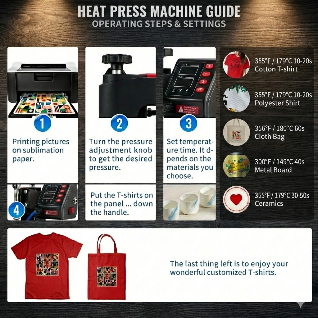 5 In 1 Heat Press Machine 12x15 Digital Control Vinyl Sublimation Printer 900W