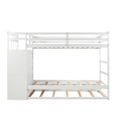 thumbnail image 4 of Kacho Twin Over Twin Bunk Beds with Trundle, Wooden Bed Frame, Wood Twin Bunk Beds with Storage Drawers and Staircase, Bunk Beds with High Length Guardrail for Teens Adults, White, 4 of 7