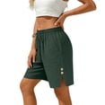 thumbnail image 6 of RQYYD Womens Drawstring Waist Linen Bermuda Shorts Loose Fit Casual Summer Shorts with Pockets, 6 of 7