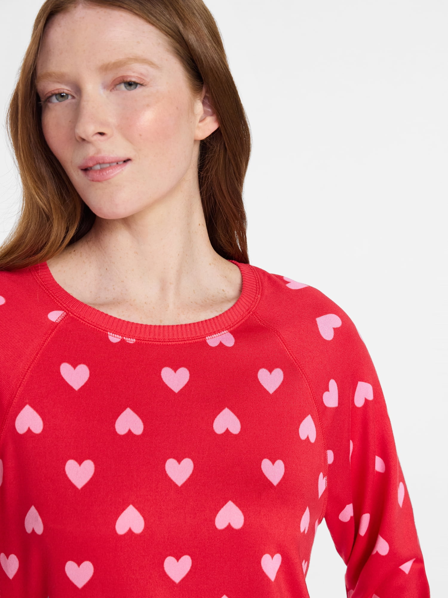 Joyspun Women's Cozy Lounge Collection Hacci Knit Long Sleeve Sleep Top, Sizes XS to 3X