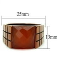 thumbnail image 2 of Mens Coffee Brown Ring Anillo Cafe Para Hombres Stainless Steel with Semi-Precious Cat Eye in Orange, 2 of 4