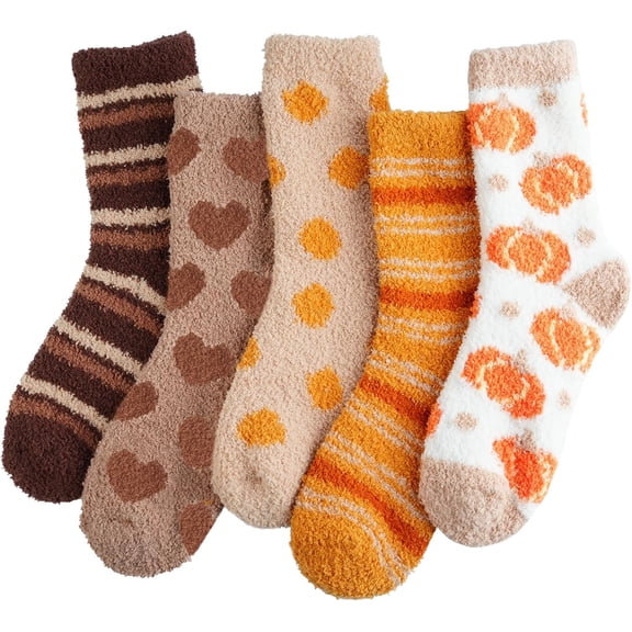 Plush Fuzzy Socks for Women Fluffy Cozy Slipper Socks Fall Thanksgiving Halloween Birthday Gifts for Her