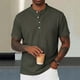 thumbnail image 1 of Ceisia Men's Relaxed Fit Short Sleeve Stand Collar Henley Shirt Waffle Knit Solid Color Casual Top Army Green XXXL Gifts, 1 of 8