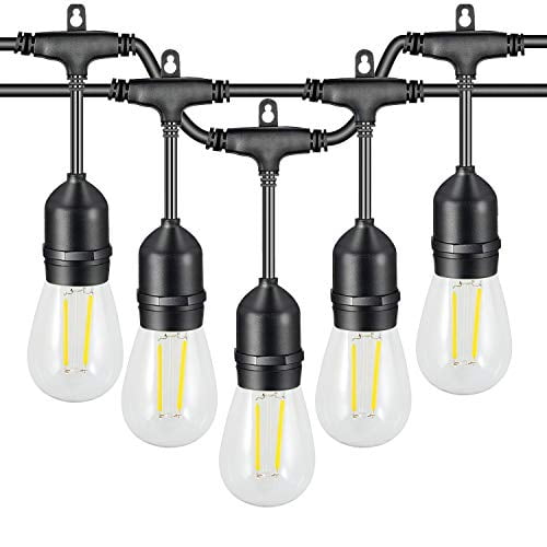 Vavofo Outdoor String Lights 48ft Warm White With 1 5w Dimmable Led Patio Waterproof Heavy Duty Hanging Commercial Grade Ul Listed Com Vavofo Outdoor String Lights 48ft Warm, Commercial Outdoor String Lights White