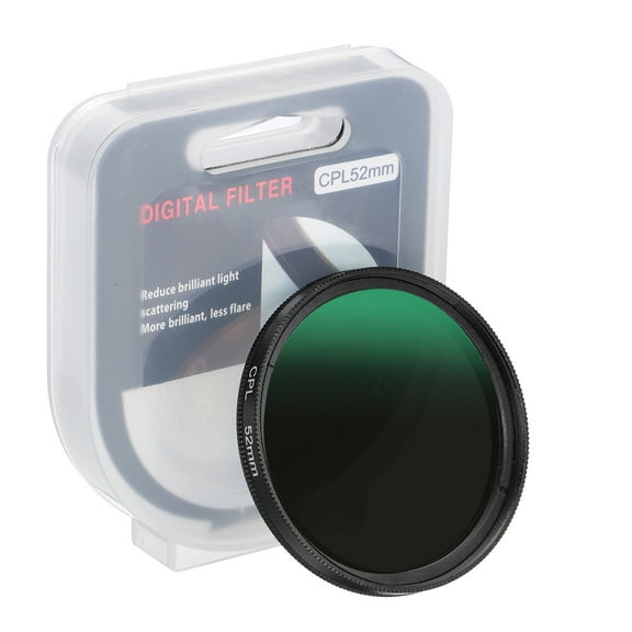 Uxcell 52mm Circular Polarizer Filter, Camera Lens Filter Slim Optical Glass with Len Cap, Black