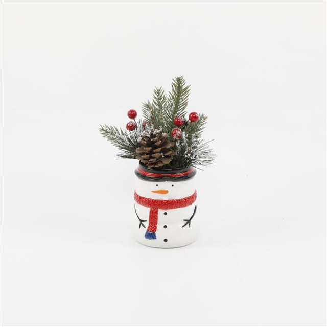 Flora Bunda CH2072E Xmas Mix in Snowman Ceramic Pot 3X3X4