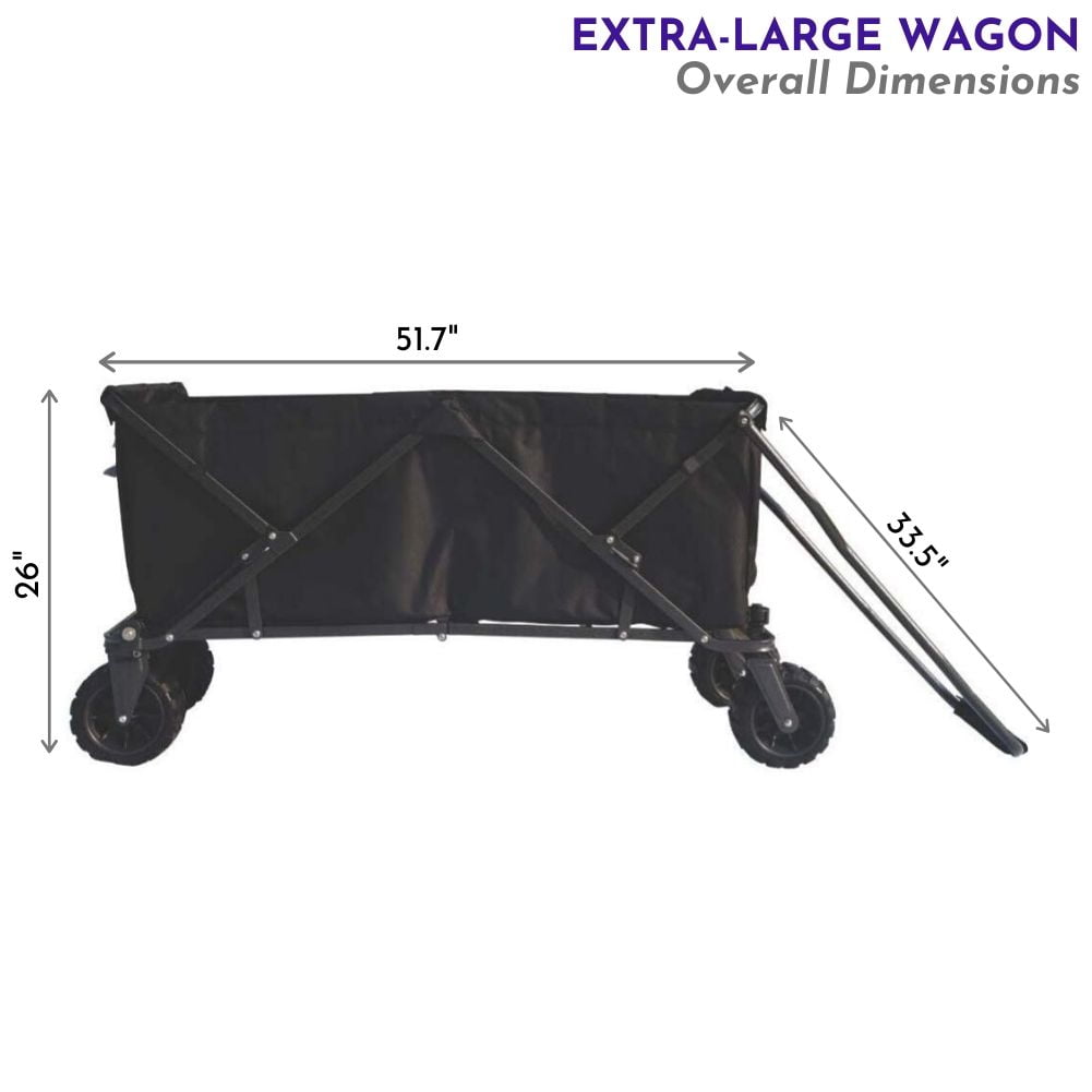 Impact Canopy Folding Utility Wagon, Collapsible, All Terrain Wagon, Extra Large, Black
