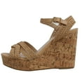 thumbnail image 1 of Delicious Women's Raffia Open Toe Ankle Strap Cork Wedge Color: Tan, Size: 6, 1 of 5