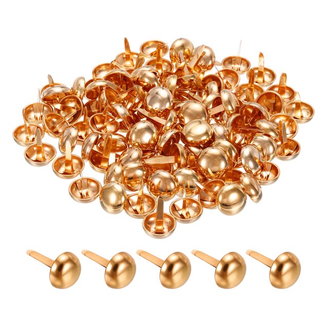 Unique Bargains 12x19mm Mini Brads Round Paper Fasteners for Art Crafting, Rose Gold 100pack