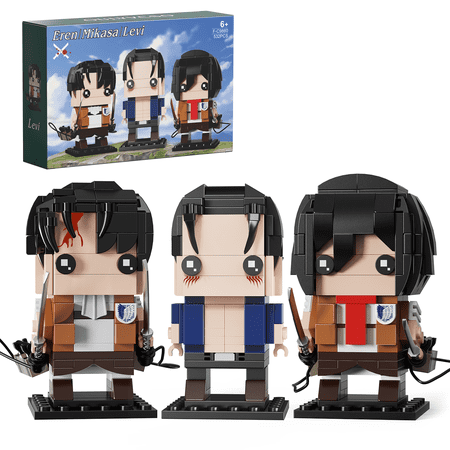 Attack On Tittan Figure Building Blocks,Eren Mikasa Levi Brick Toy Gift for Anime Lovers Compatible with Lego (532Pcs)