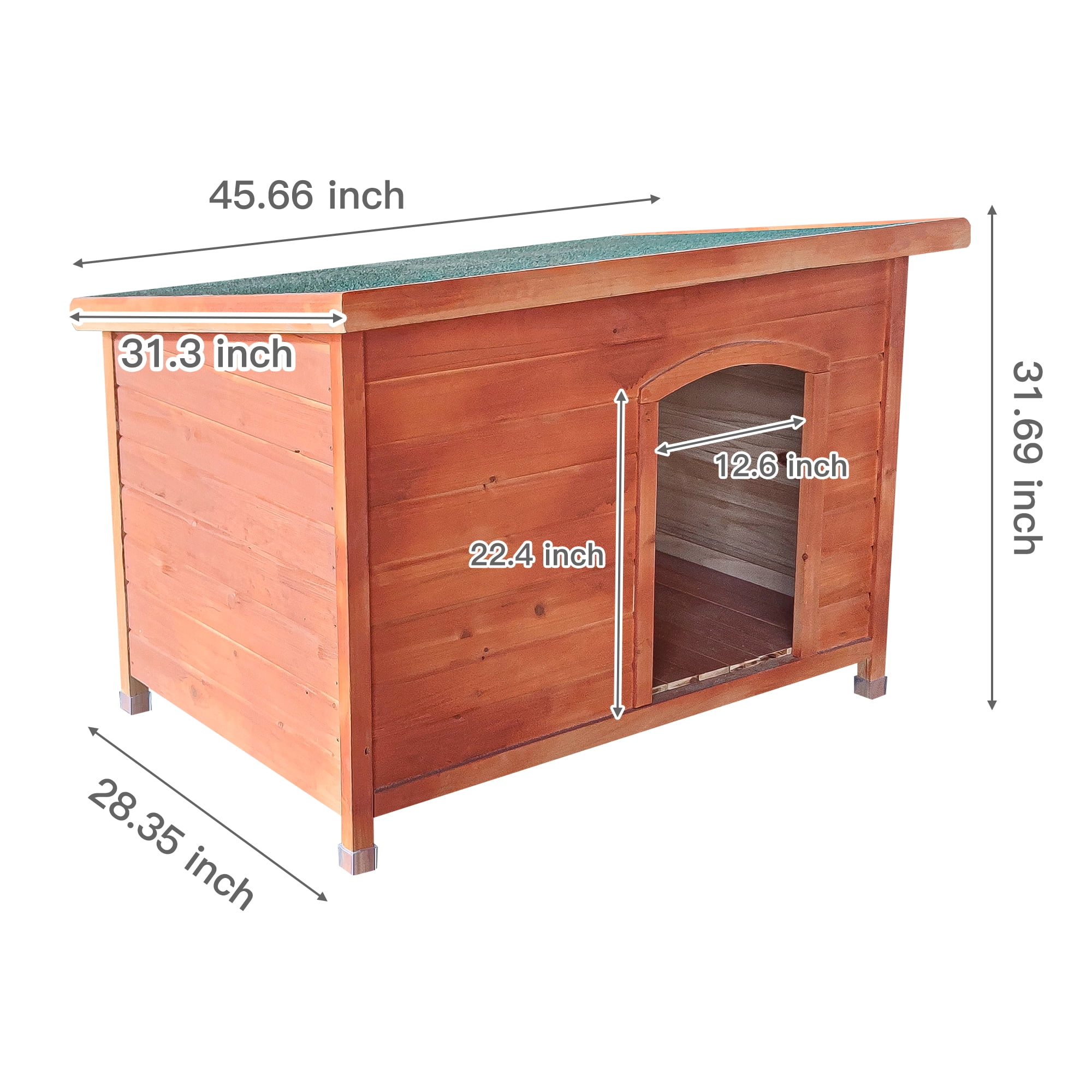Pefilos 45" Outdoor Wood Dog Houses, Weatherproof Pet Cat House with Natural Door Cute Shelter Rabbit Hutch, Orange L Pefilos 45" Outdoor Wood Dog Houses, Weatherproof Pet Cat House with Natural Door Cute Shelter Rabbit Hutch, Orange L