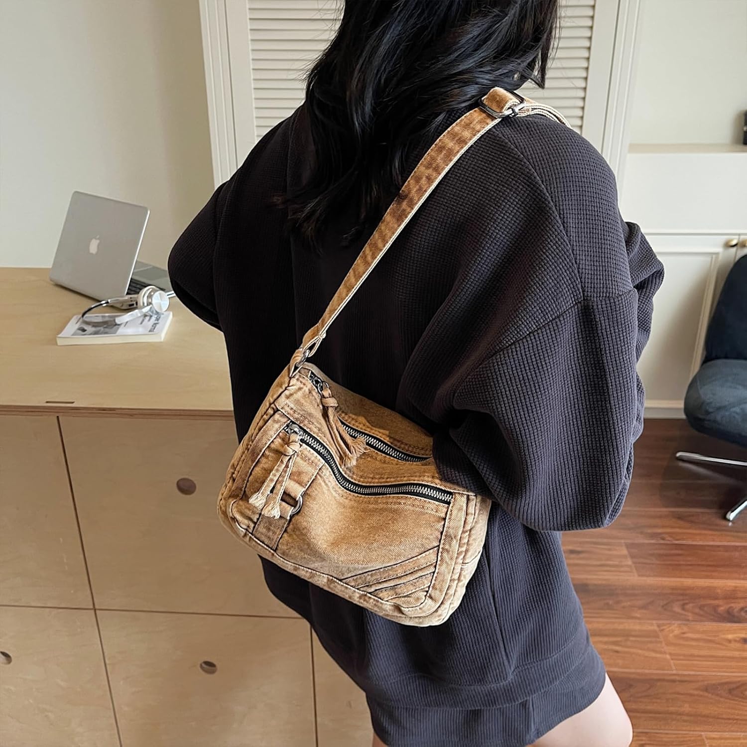 Denim Crossbody Bags for Women Small Jean Purse Casual Denim Shoulder Bag Handbag