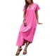 thumbnail image 5 of TRKIYQC, vestido suelto de manga corta para mujer, Color sólido, cuello en V, dobladillo Irregular, elegante vestido de fiesta de playa de verano, ropa de calle de vacaciones TRKIYQC Casual, 5 of 9