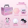 thumbnail image 3 of Lightweight Cosmetic Box Makeup Train Case Lockable Makeup Case Organizer 2 Trays Makeup Storage with Mirror Locking for Portable Makeup Storage Box, 3 of 8