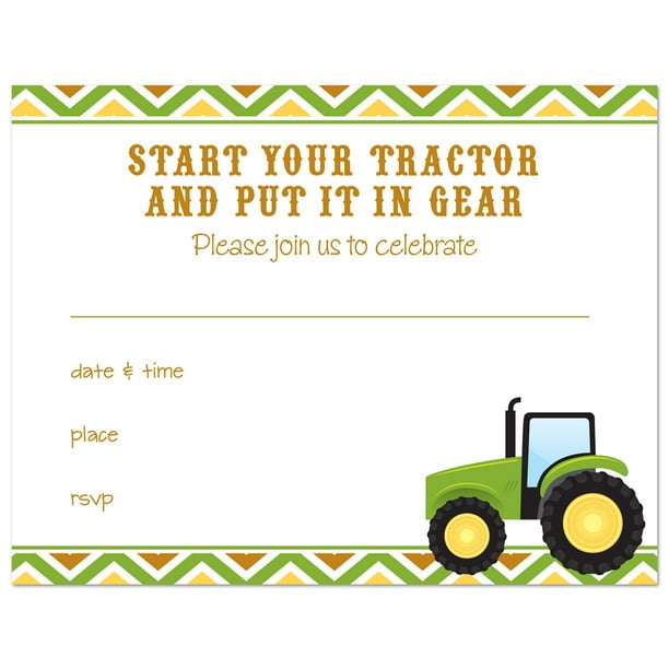 Farm Tractor Fill In Birthday Invitations And Envelopes 24 Count Walmart Com Walmart Com