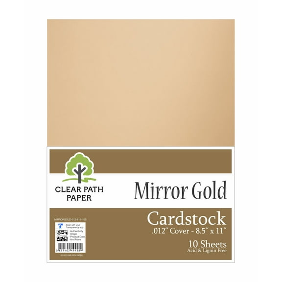 Mirror Gold Cardstock - 8.5 x 11 inch - .012" Thick - 10 Sheets - Clear Path Paper