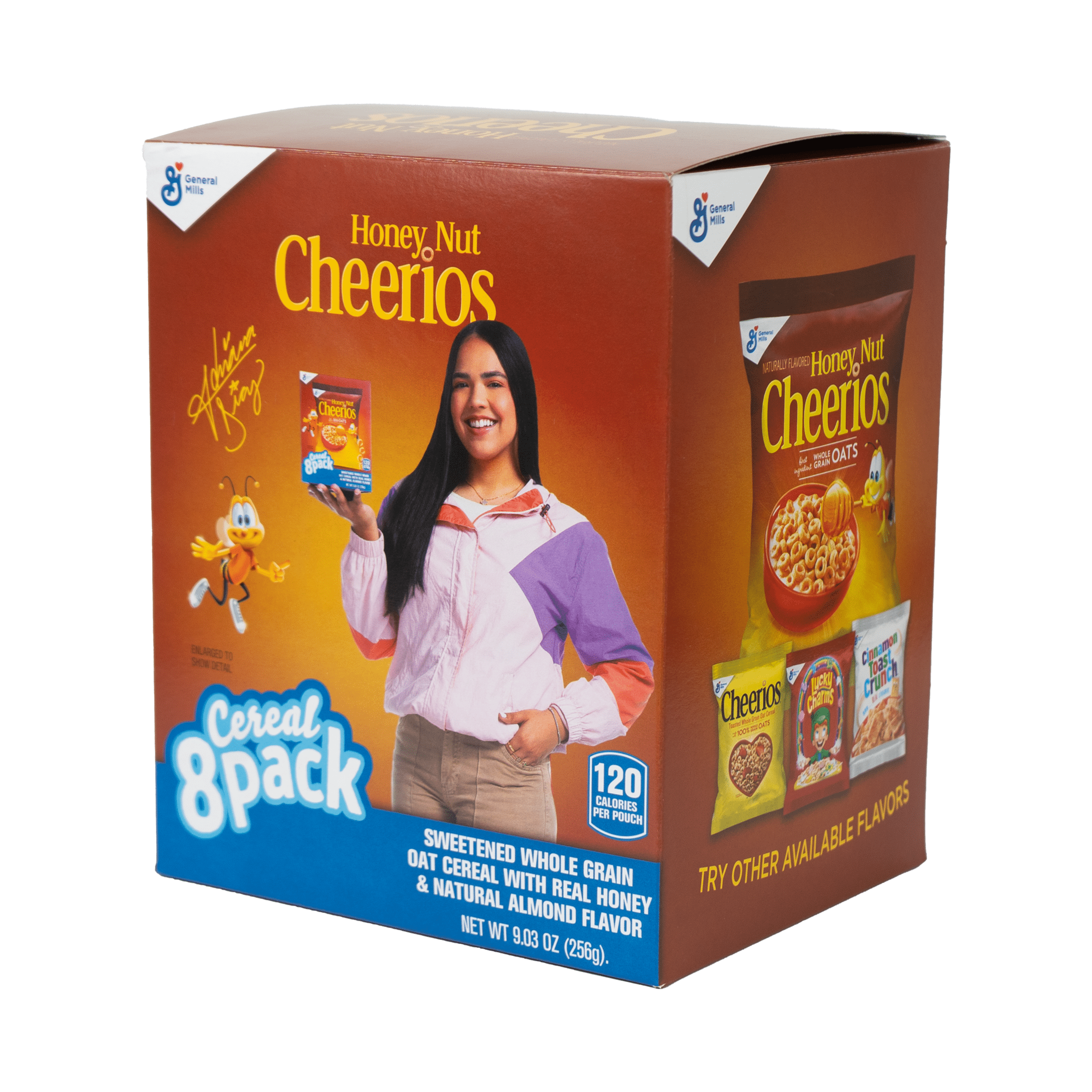 General Mills Crunchy Honey Nut Cheerios Bits Cereal, 9.03oz, 8 Pack, Shelf Stable, Cardboard Box