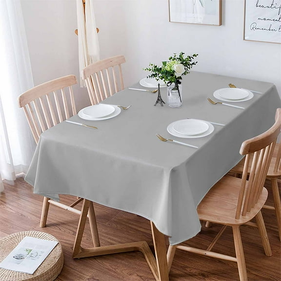 Grey Tablecloth Rectangle Table Cloth 60x102 , Waterproof Tablecloth Outdoor Table Cloth, Modern Pure Gray Washable Table Cover for Kitchen Dining Party