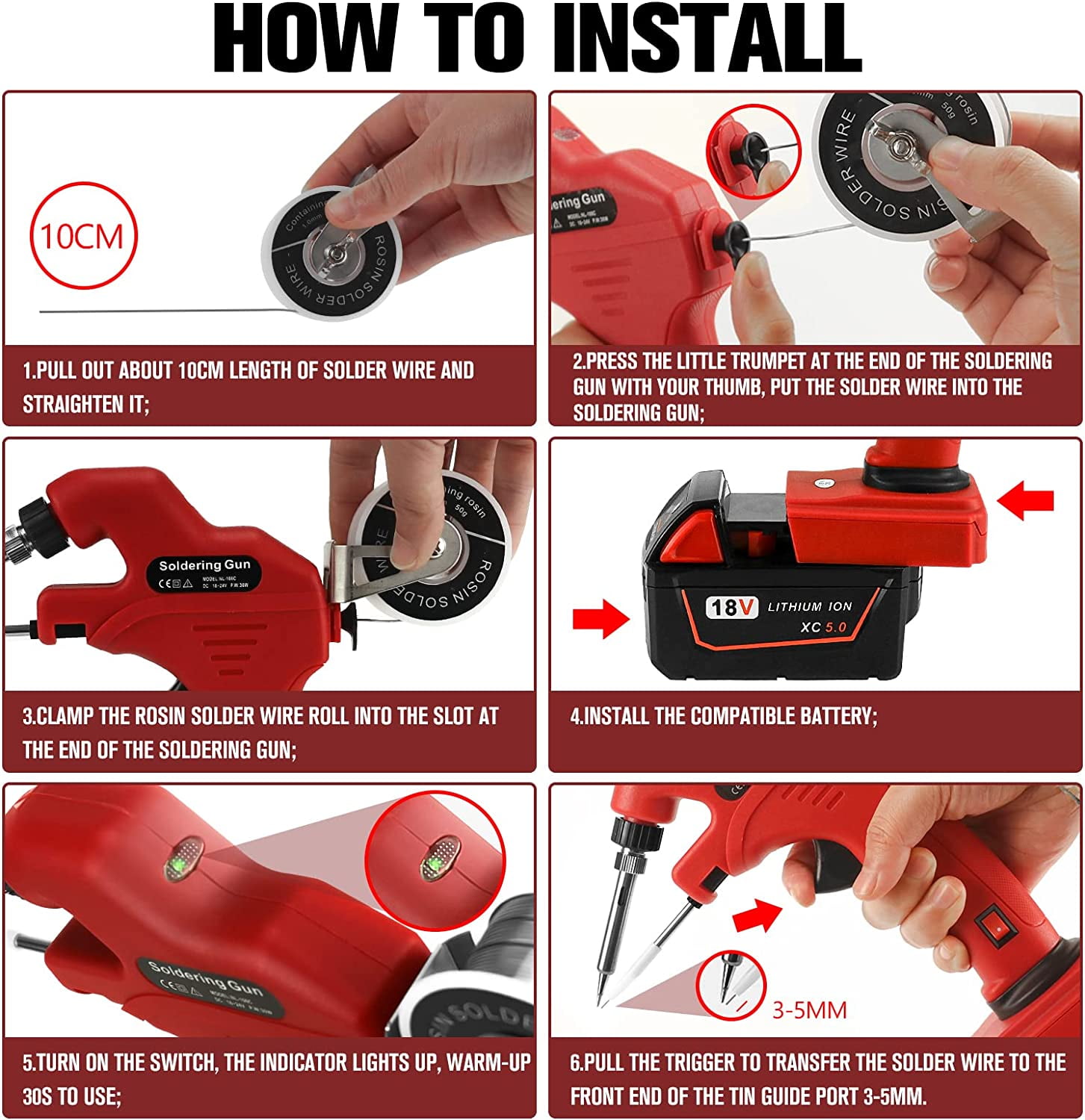 Ecarke Cordless Soldering Gun Electric for Milwaukee Soldering Iron Welding Assembly (Tool Only)