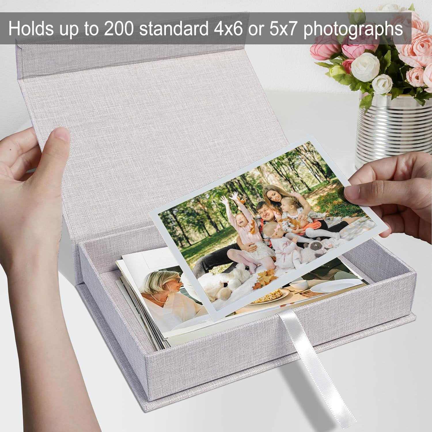 Lanola 8x10 Archival Photo Storage Box with Lid – Stackable Memory Keepsake Organizer for Photos, Certificates, Jewelry & Scrapbooking Supplies Grass Green