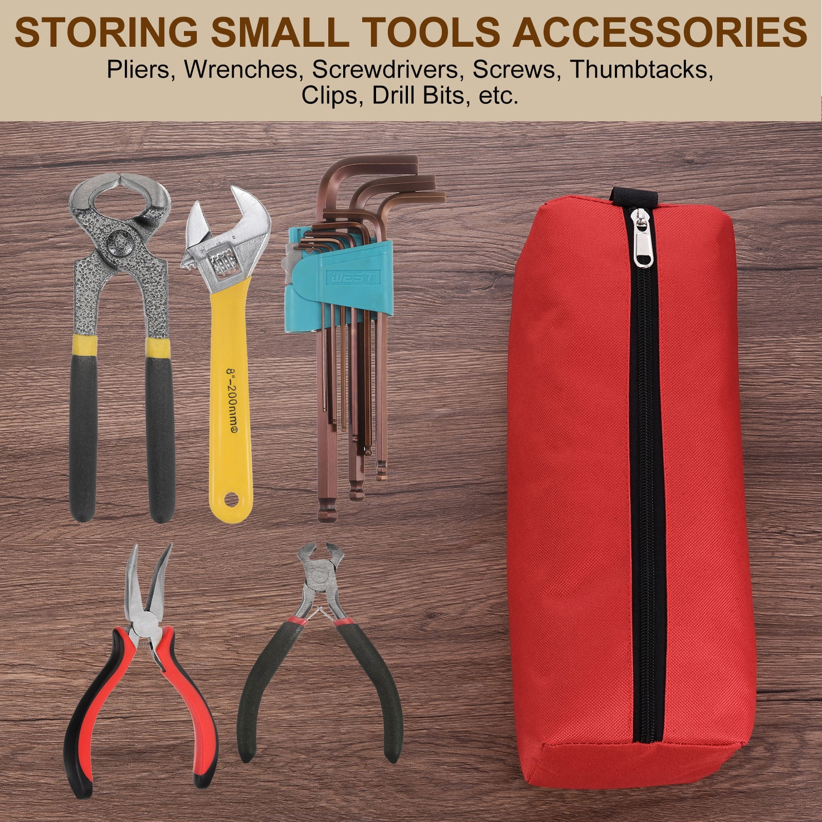Uxcell Tool Bag Pouch Zipper, 10 Pcs Small Bags Canvas Tools Organizer(9.8" x 3.3")