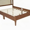thumbnail image 2 of Vintage Wooden Bed Frame featuring Natural Rattan Headboard and Wooden Slat Support, Walnut Color, 2 of 14