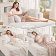 thumbnail image 4 of Muumblus Oversized Chaise Lounge Chair Indoor Furniture, No Assembly Required, Plush Corduroy Upholstered Sofa Bed Cozy Sleeper Couch for Living Room, Bedroom, Beige White, 4 of 11