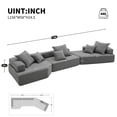 thumbnail image 2 of 156"Modular Sectional Sofa with Square Arm&6 Pillows,Upholstered Floor Couch Set with No Wooden Frame,Modern Sectional Couches for Living Room, Apartment and Office,Gray, 2 of 9