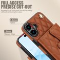 thumbnail image 4 of For Iphone 16 Crossbody Rhombic Horizontal Wallet Leather Phone Case(Brown),iPhone 15 Pro, 4 of 7