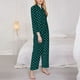 thumbnail image 3 of Balery Black And Teal Checkerboard Conjunto de Pijama con Estampado para Mujer, Conjunto de Dos Piezas con Manga Larga, Ropa de Dormir Suave con Bolsillos, Pijamas Cómodos-Medium, 3 of 7
