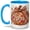 Blue, variant on Floral Pumpkin Fall 11oz Ceramic Mug with Gingham Bow Artwork Ceramic mug featuring a large floral pumpkin, red-orange blooms, berries, autumn leaves, and gingham bow