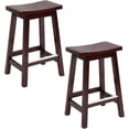 thumbnail image 1 of FDW Kitchen Counter Stools Set of 2, Solid Wooden Saddle Stool, Barstools for Patio, Balcony and Kitchen Counter, Brown, 1 of 7