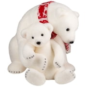 Northlight Sitting Polar Bear Mom and Cub Christmas Figure - 14.5 - White and Red